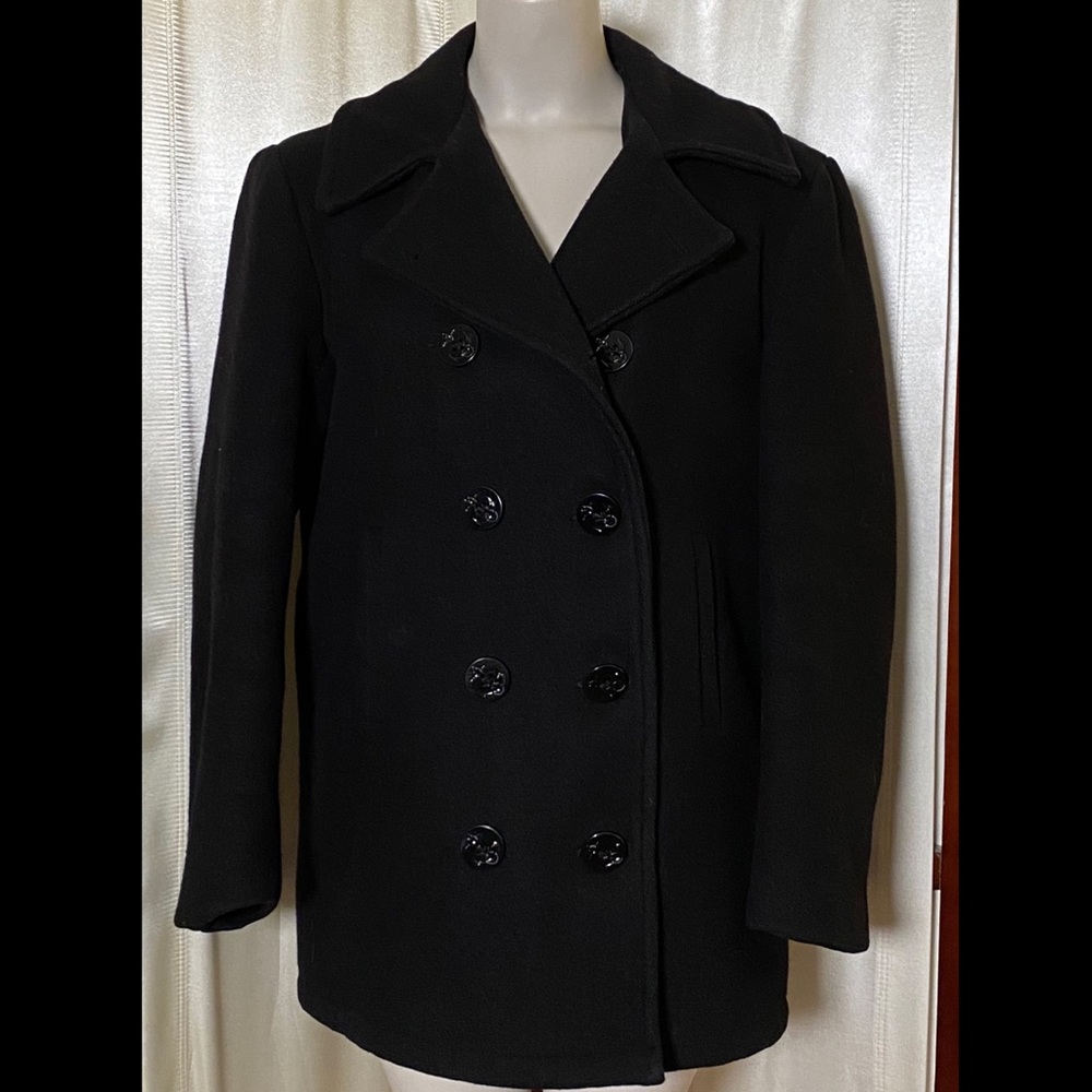 Vintage black wool naval pea coat - Picture 2 of 7